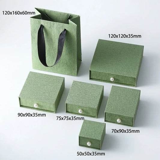 custom pull out box for jewelry packaging - green