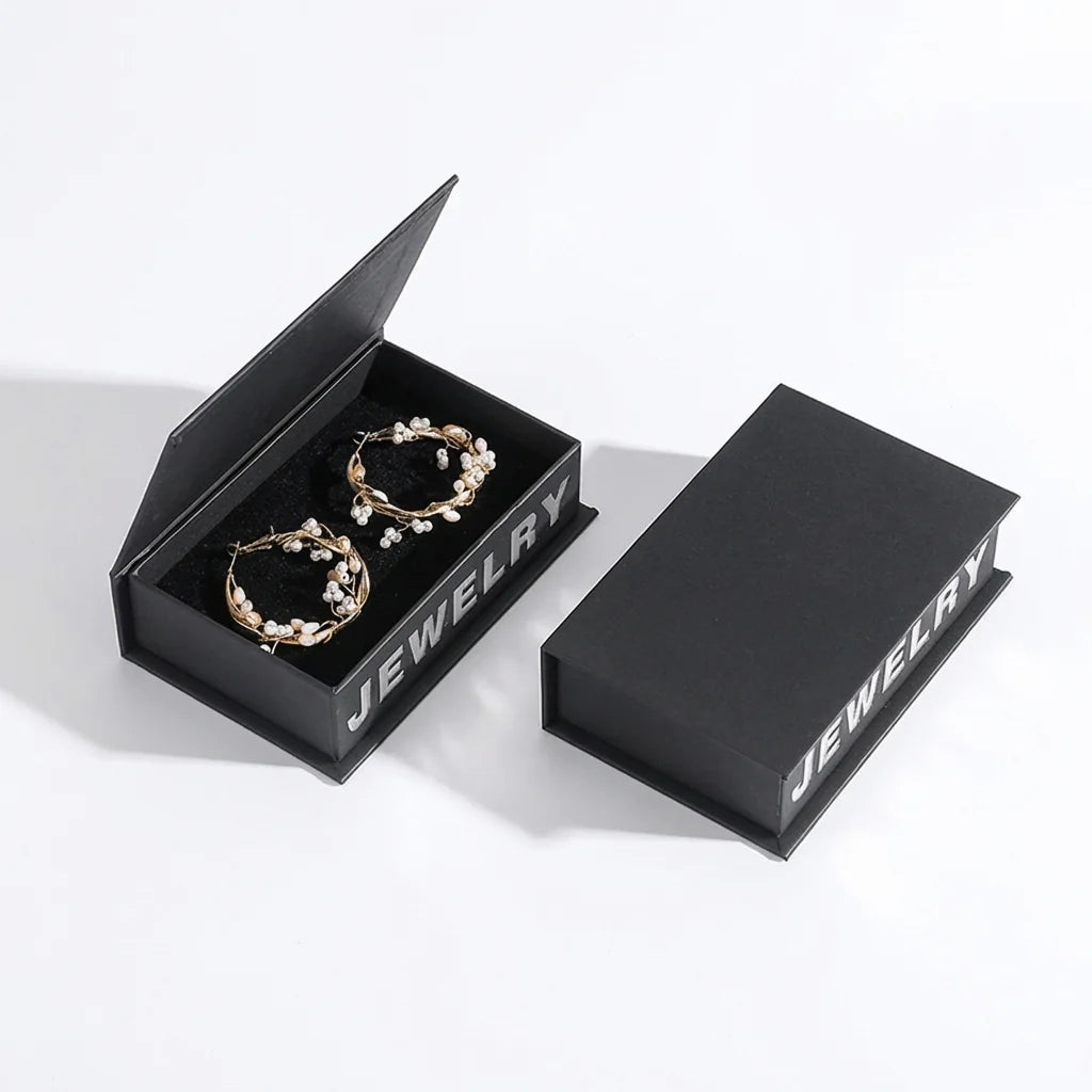 book style flip top jewelry packaging for ring, pendants, earrings - foiling available