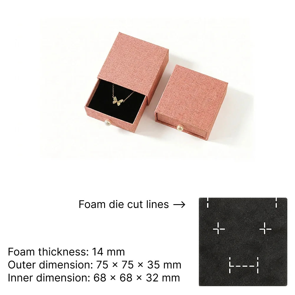 Pink Cuckoo jewelry box - lift off rigid box dimensions