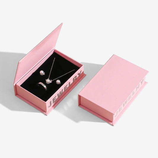 book style flip top jewelry packaging for ring, pendants, earrings - foiling available