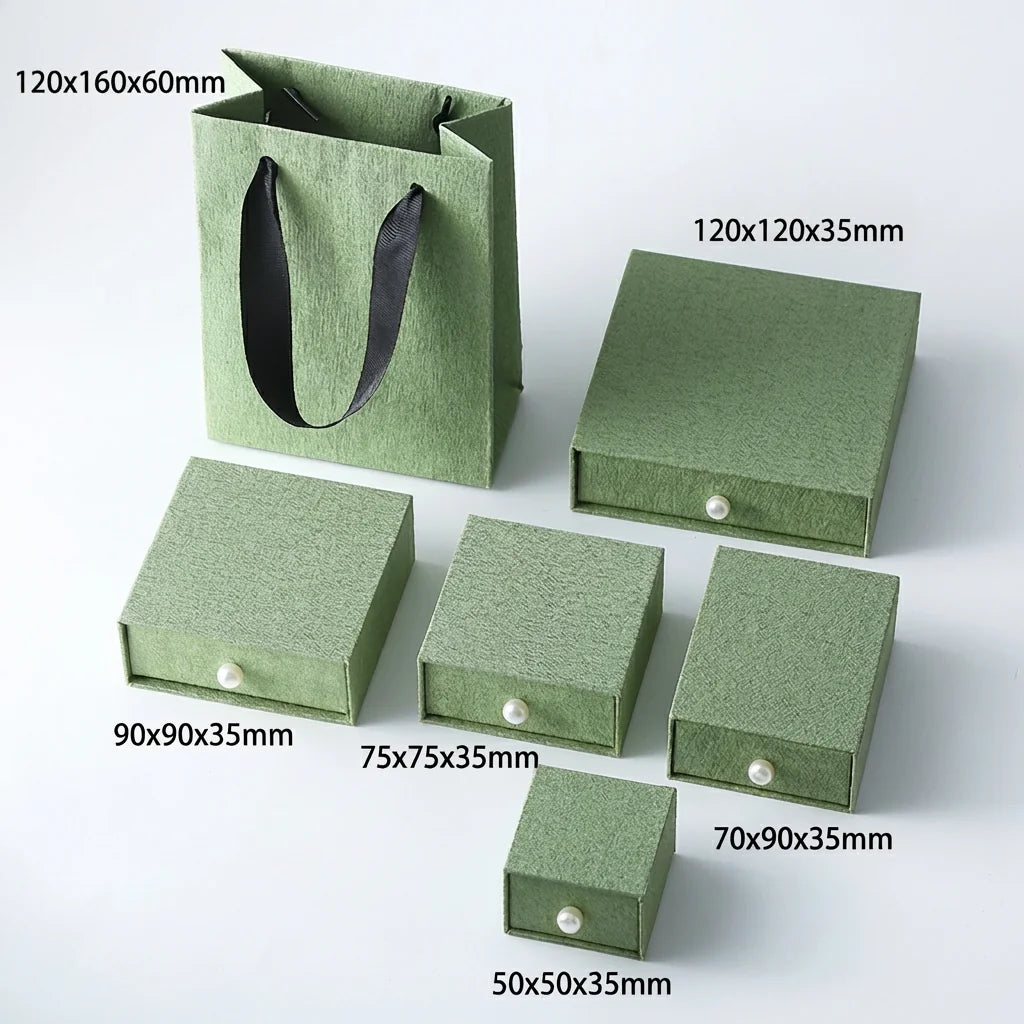 custom pull out box for jewelry packaging - green