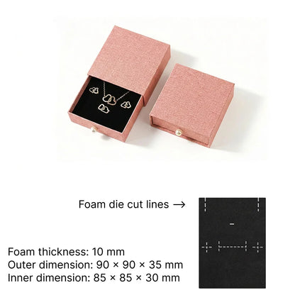 Pink Cuckoo jewelry box - lift off rigid box dimensions