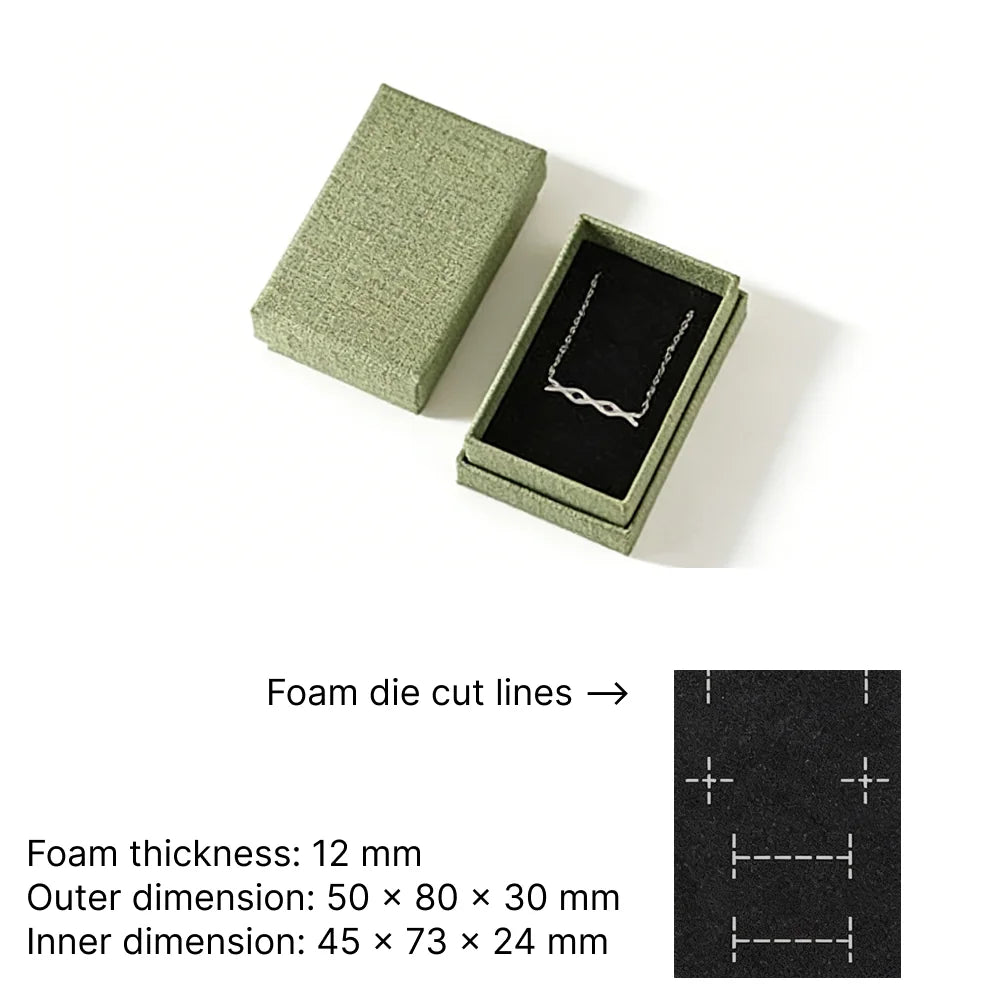 green Cuckoo jewelry box -lift off rigid box dimensions