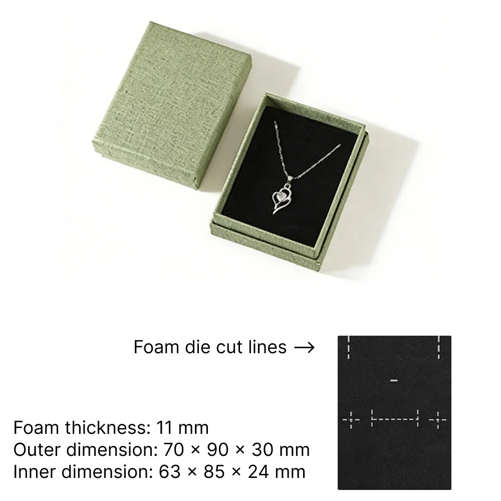 green Cuckoo jewelry box -lift off rigid box dimensions