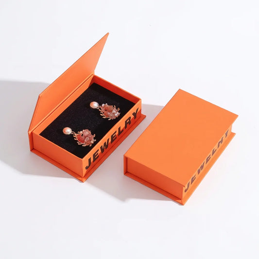 book style flip top jewelry packaging for ring, pendants, earrings - foiling available