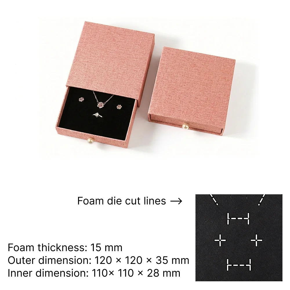 Pink Cuckoo jewelry box - lift off rigid box dimensions