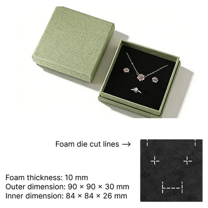 green Cuckoo jewelry box -lift off rigid box dimensions