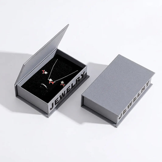 book style flip top jewelry packaging for ring, pendants, earrings - foiling available