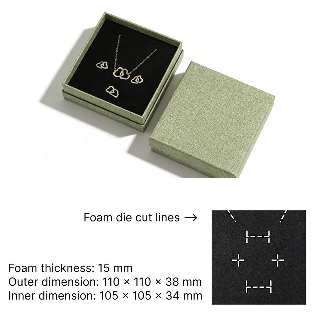 green Cuckoo jewelry box -lift off rigid box dimensions