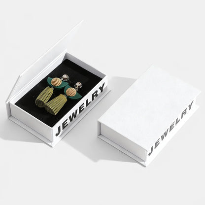 book style flip top jewelry packaging for ring, pendants, earrings - foiling available