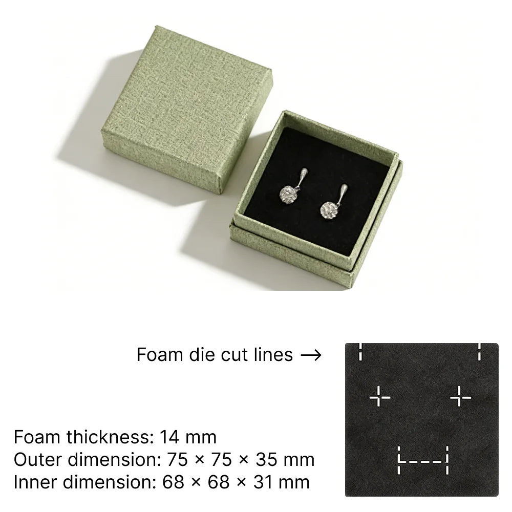 green Cuckoo jewelry box -lift off rigid box dimensions