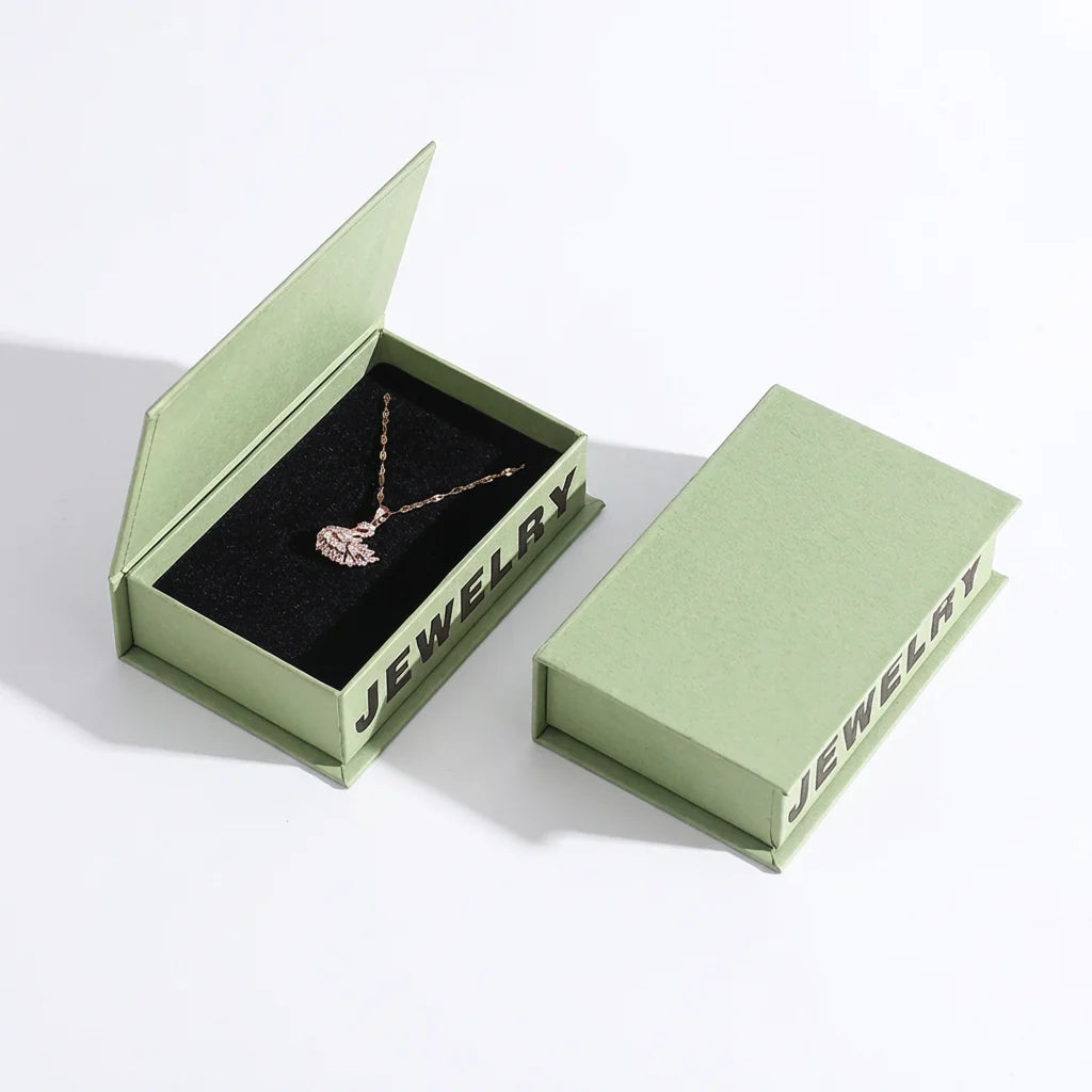 book style flip top jewelry packaging for ring, pendants, earrings - foiling available