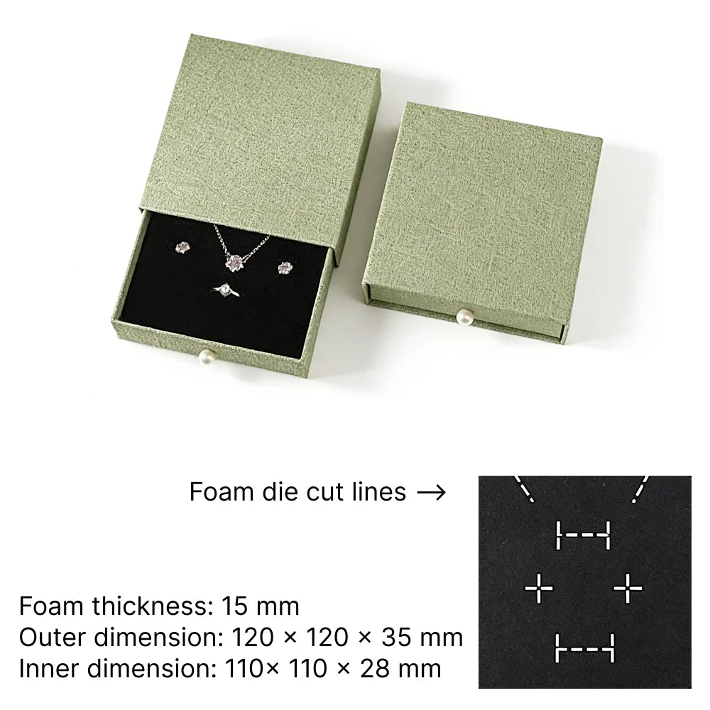 green Cuckoo jewelry box -drawer rigid box dimensions