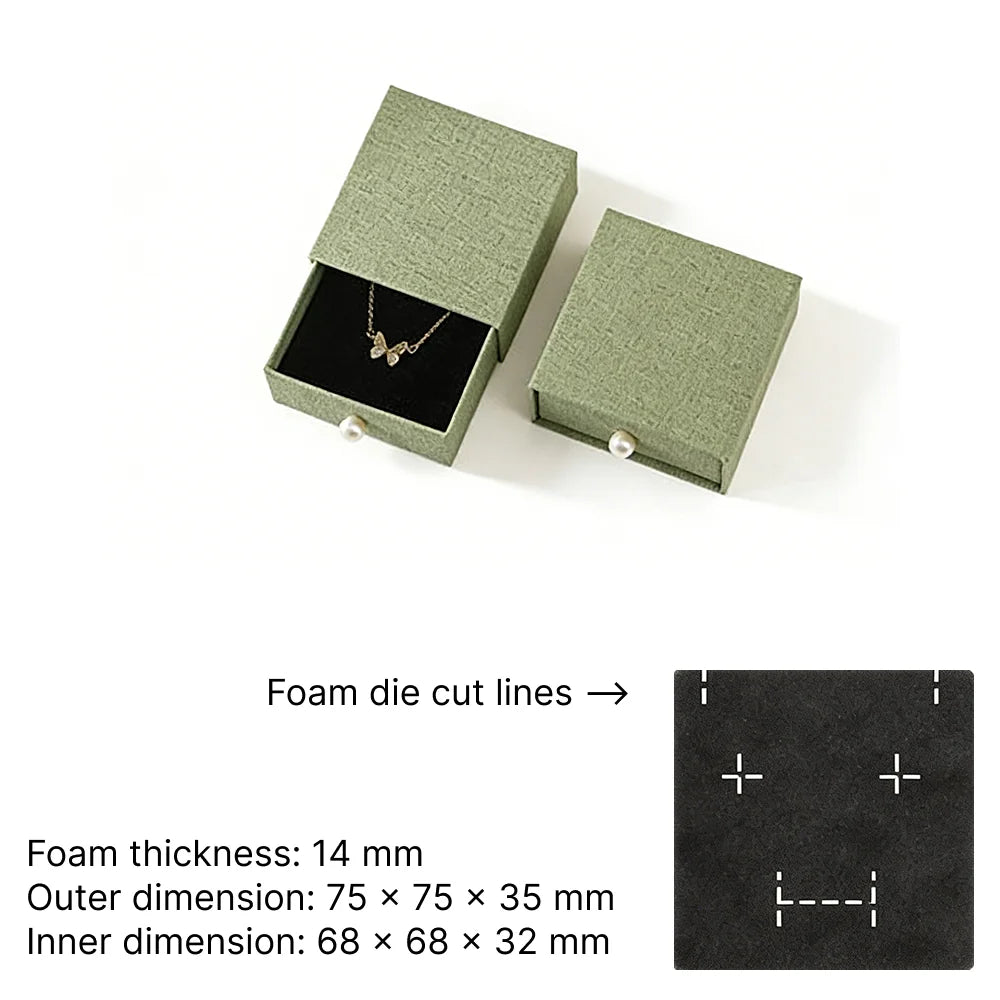 green Cuckoo jewelry box -drawer rigid box dimensions