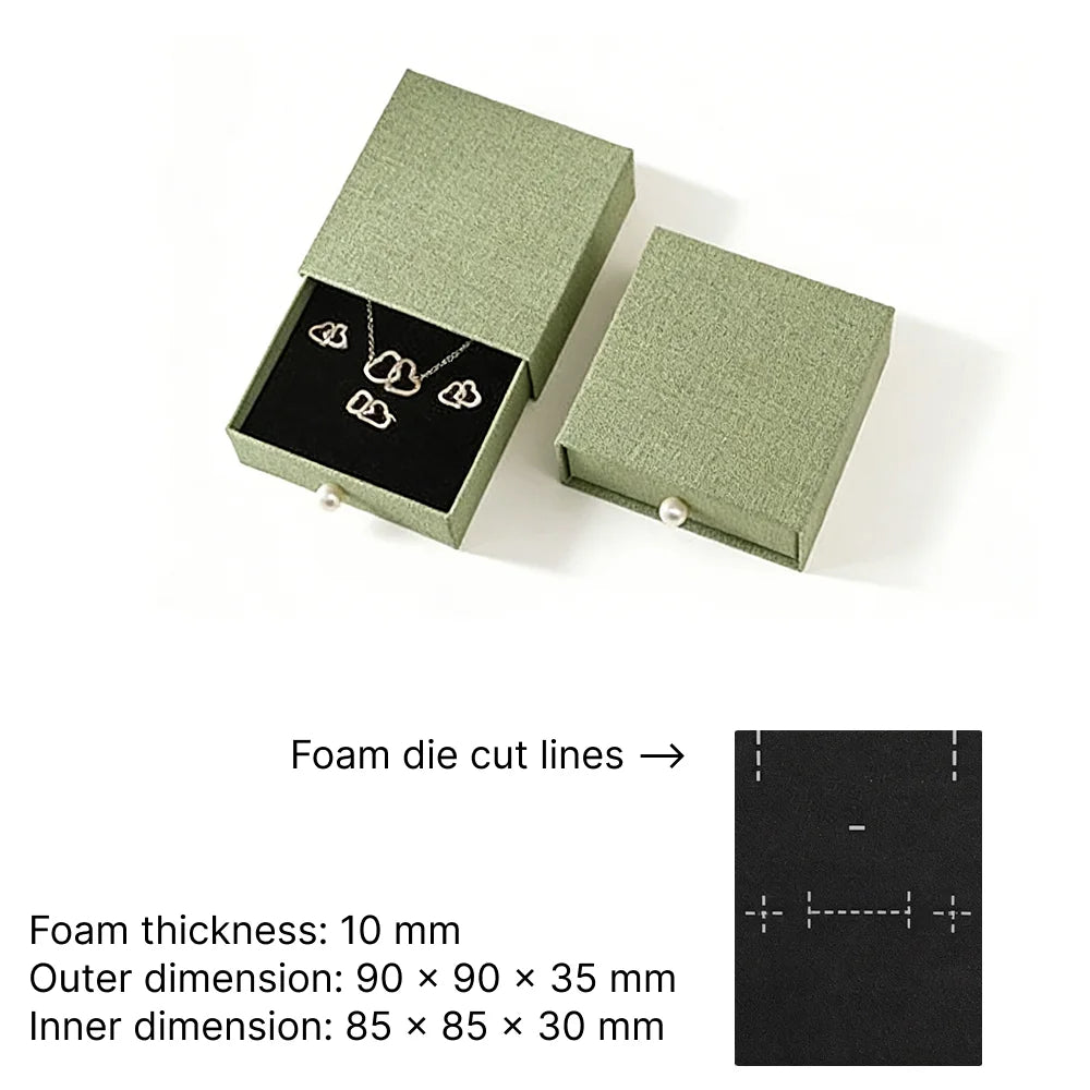 green Cuckoo jewelry box -drawer rigid box dimensions