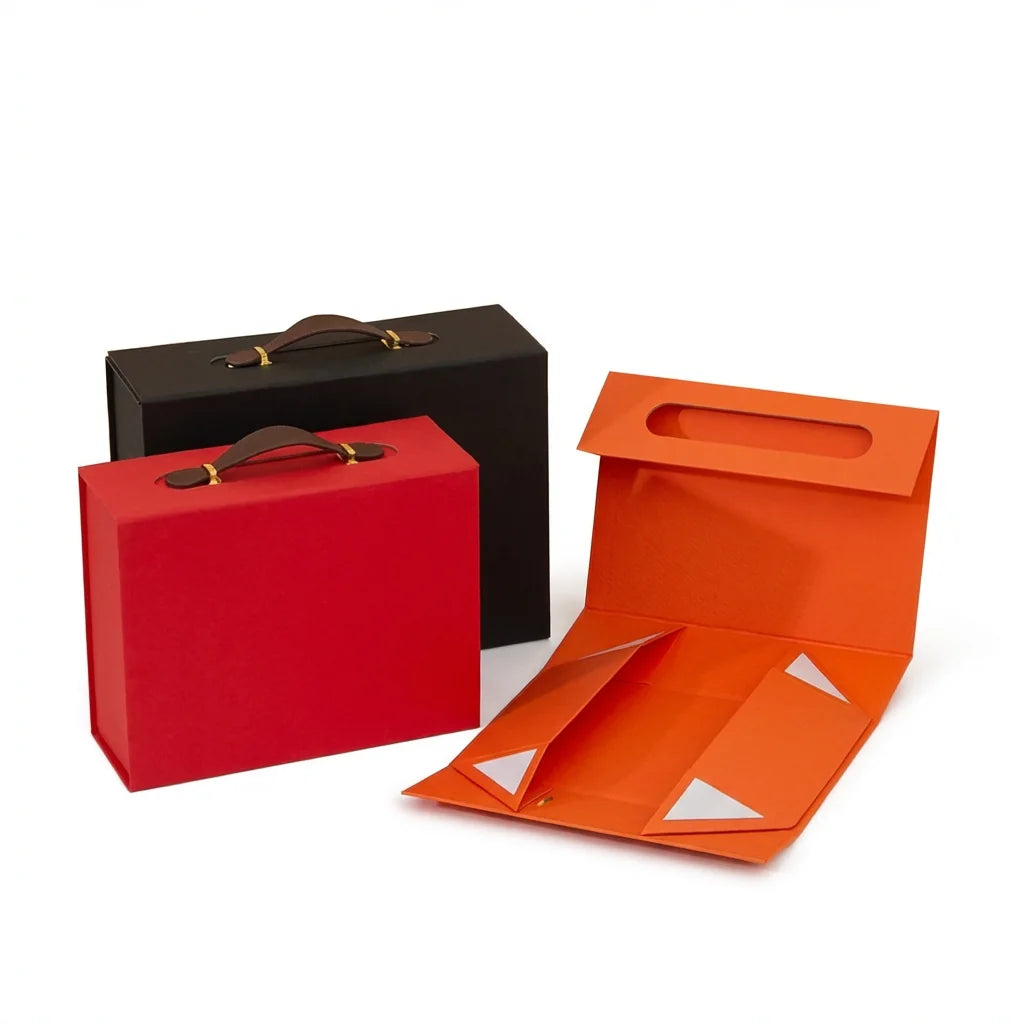 foldable rigid box with handle
