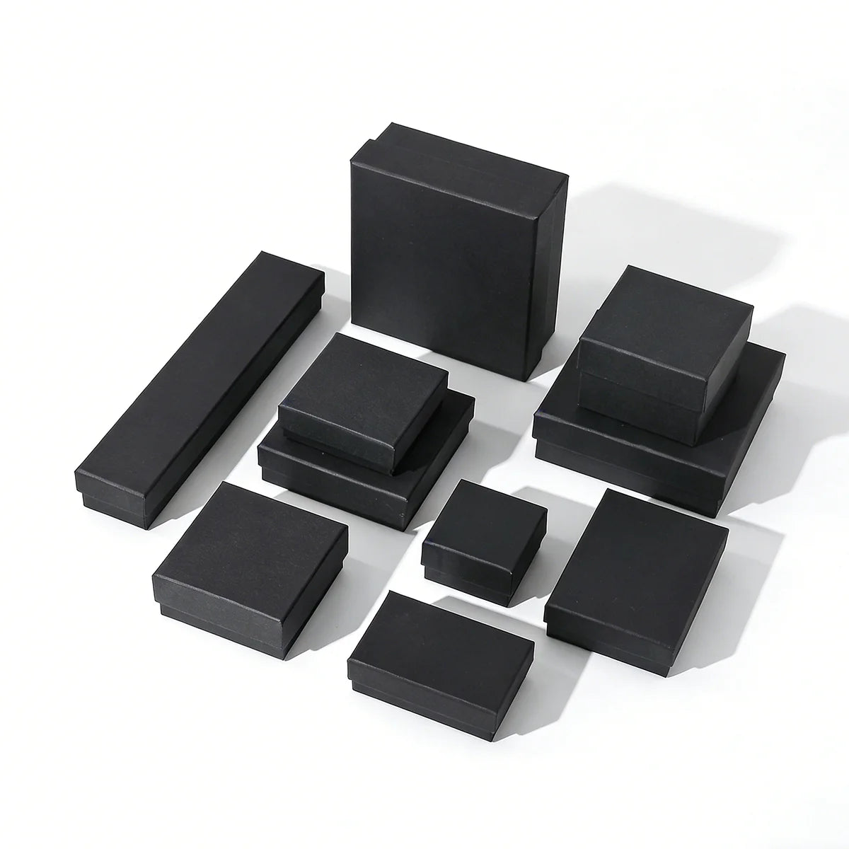 black jewelry packaging -rigid lift off box for ring, earrings, bracelets