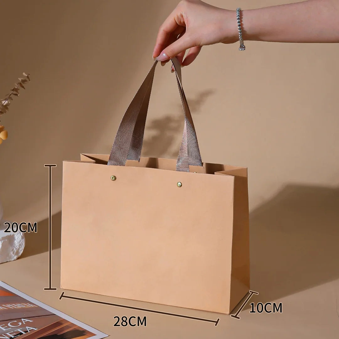 Kraft Shopping Bag with Riveted Handle for retail shopping - custom with logo
