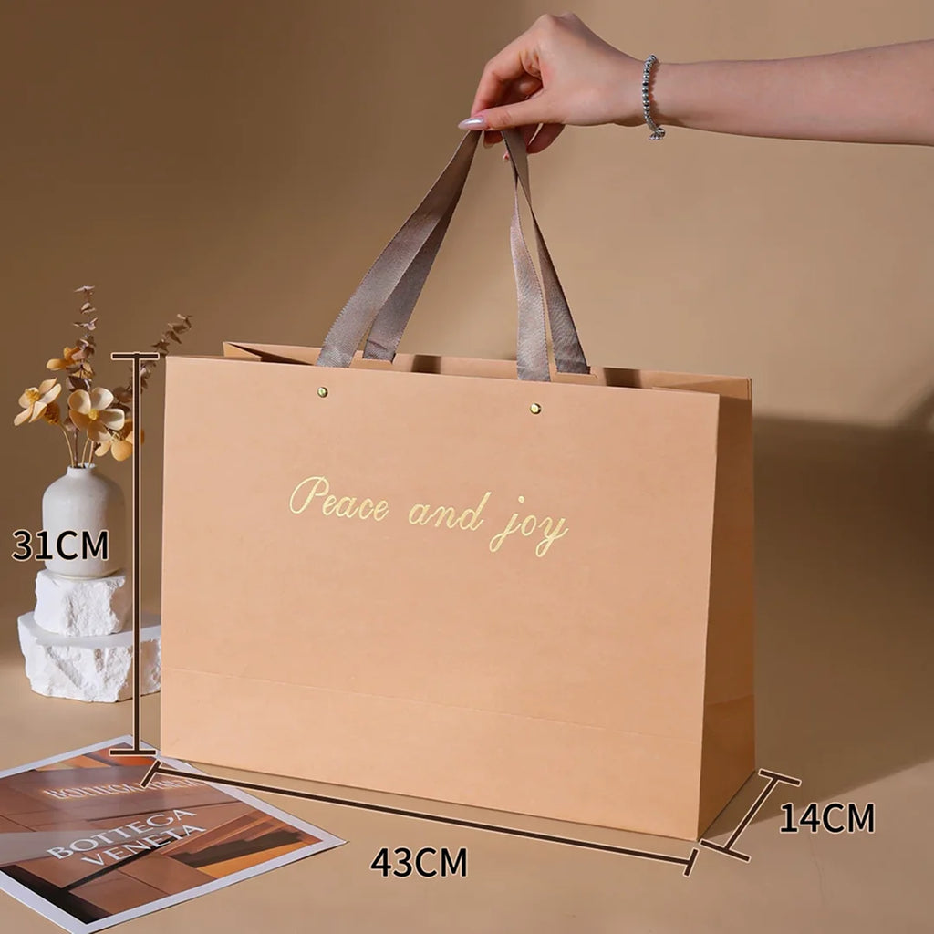 Kraft Shopping Bag with Riveted Handle for retail shopping - custom with logo