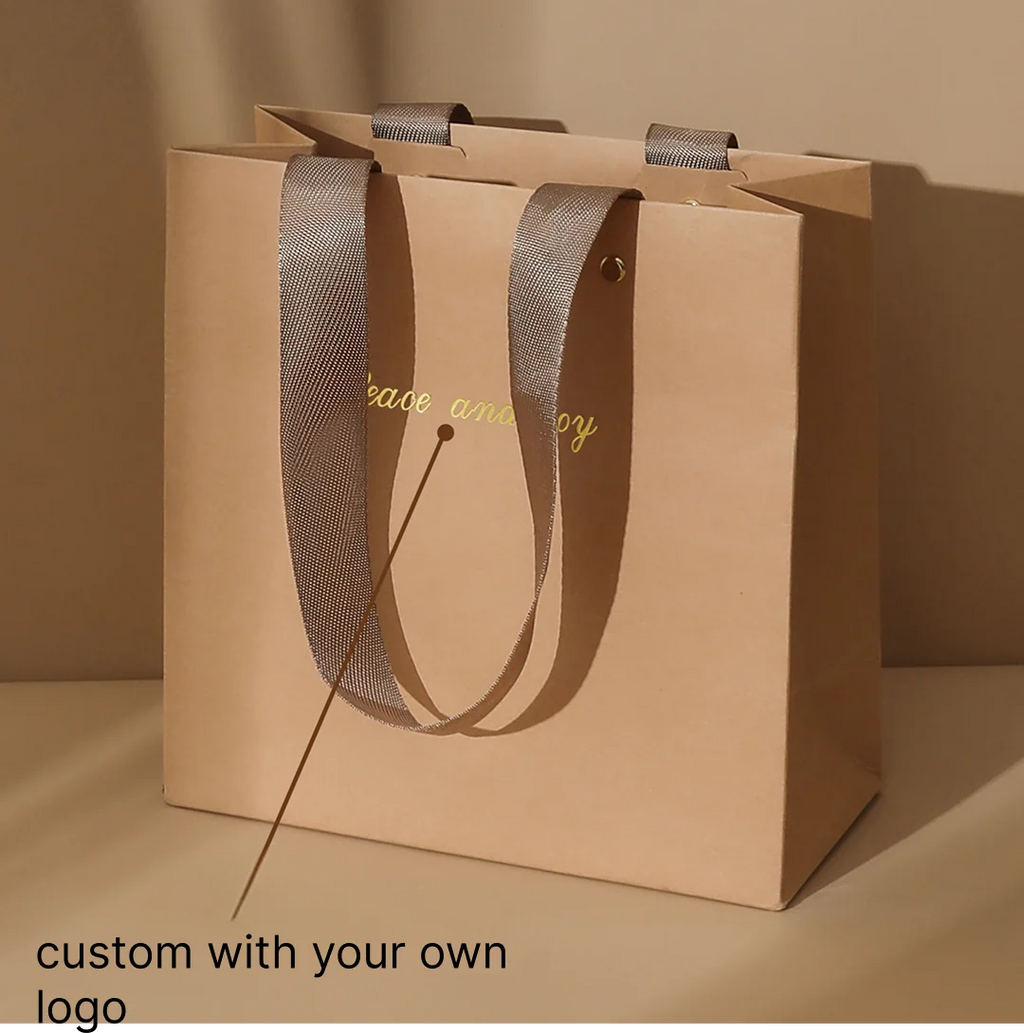 Kraft Shopping Bag with Riveted Handle for retail shopping - custom with logo