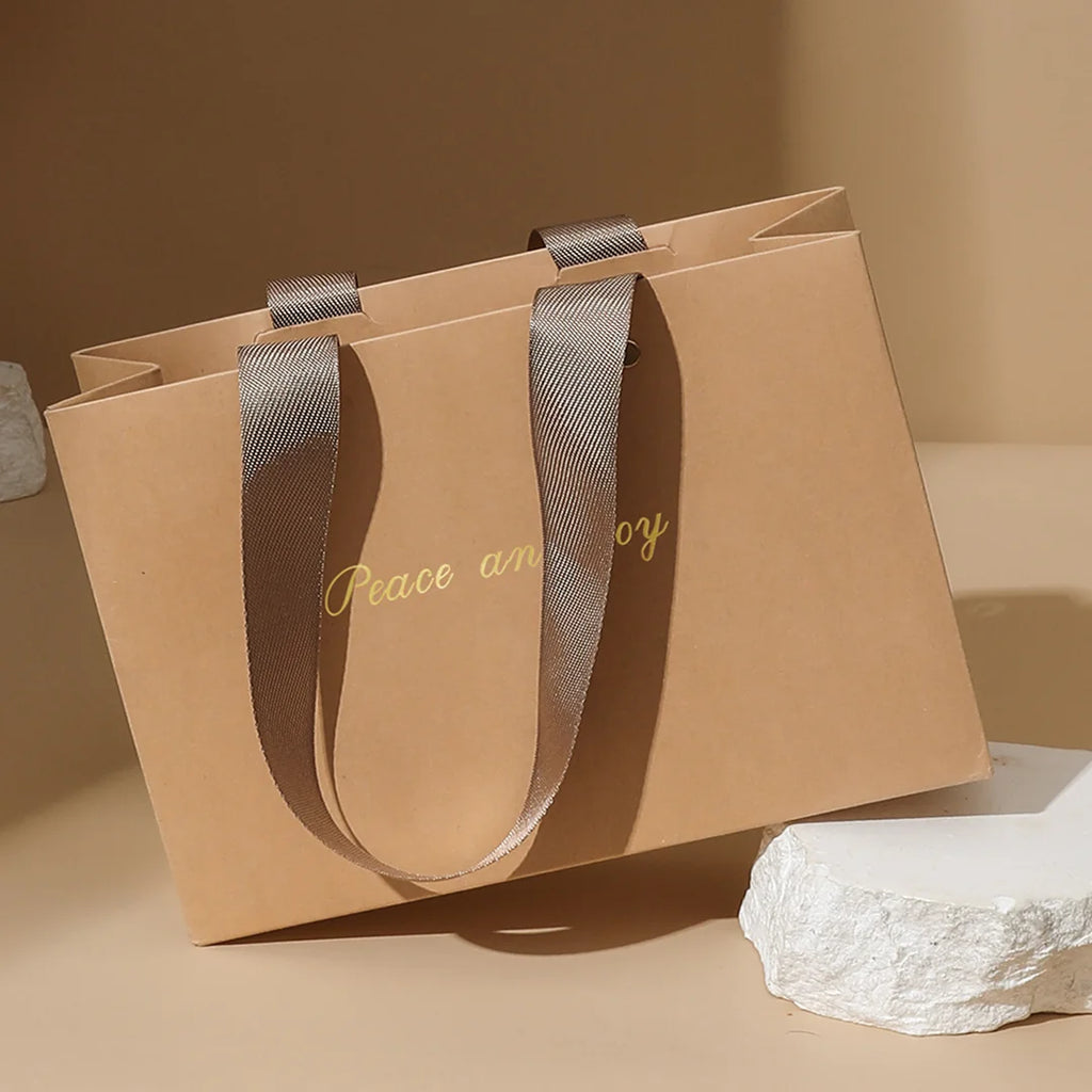 Kraft Shopping Bag with Riveted Handle for retail shopping - custom with logo