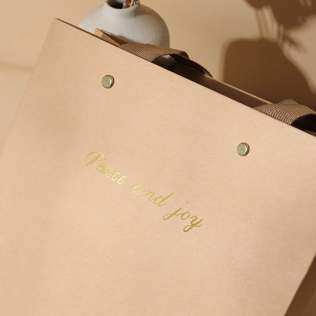Kraft Shopping Bag with Riveted Handle for retail shopping - custom with logo