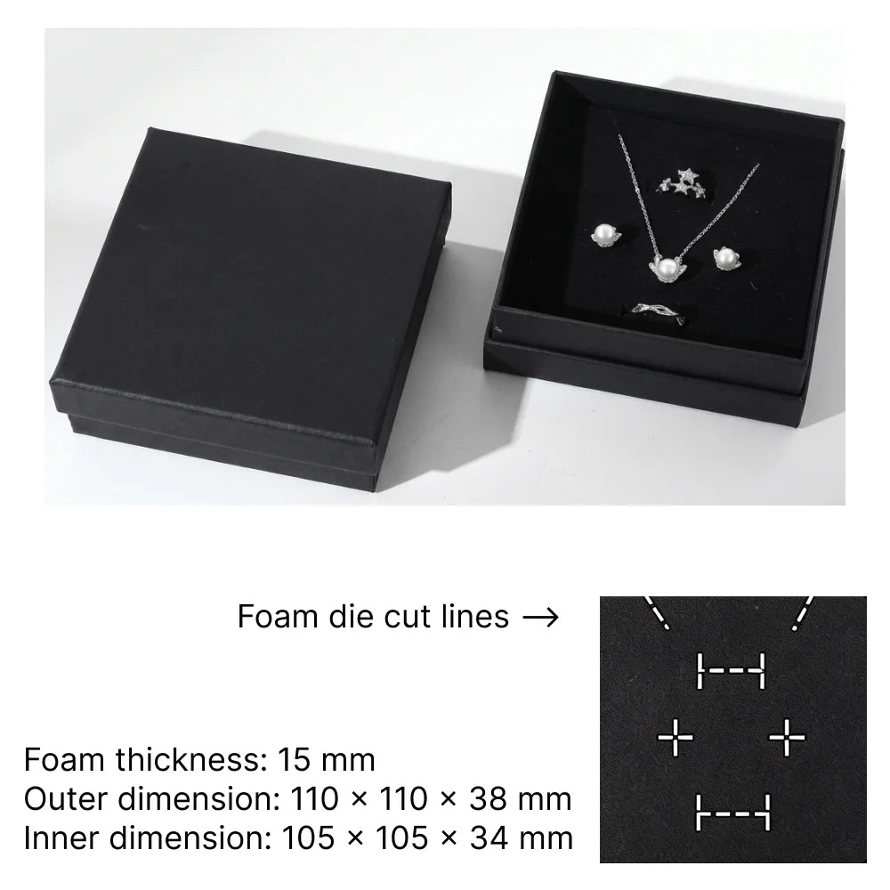 black jewelry packaging -rigid lift off box for ring, earrings, bracelets