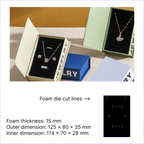 book style flip top jewelry packaging for ring, pendants, earrings - foiling available