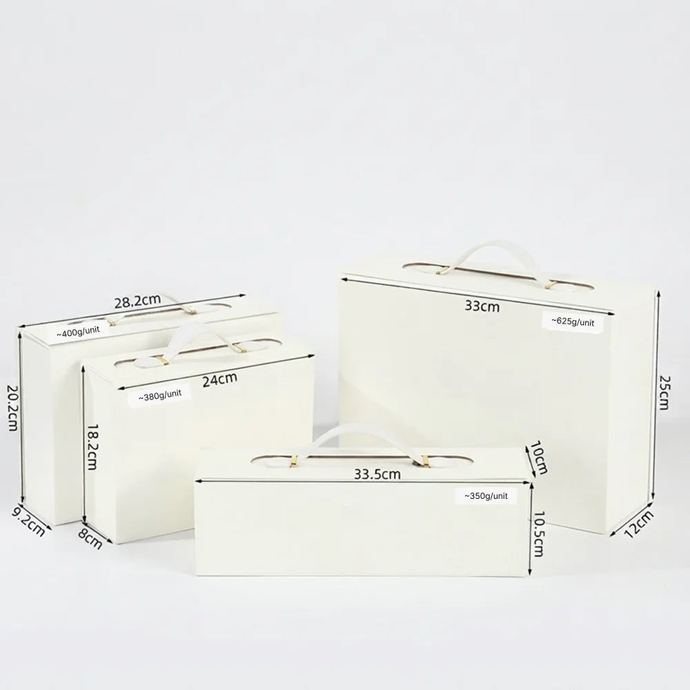 white magnetic box with handle for gift packaging