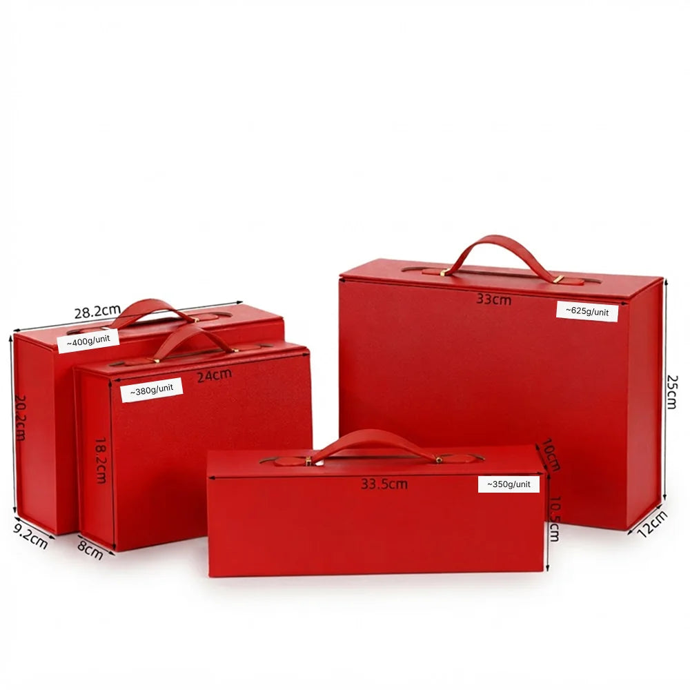 red magnetic box with handle for gift packaging