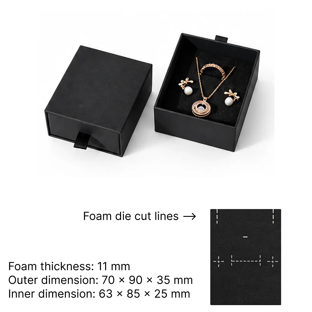 pure black drawer box for earrings, necklace