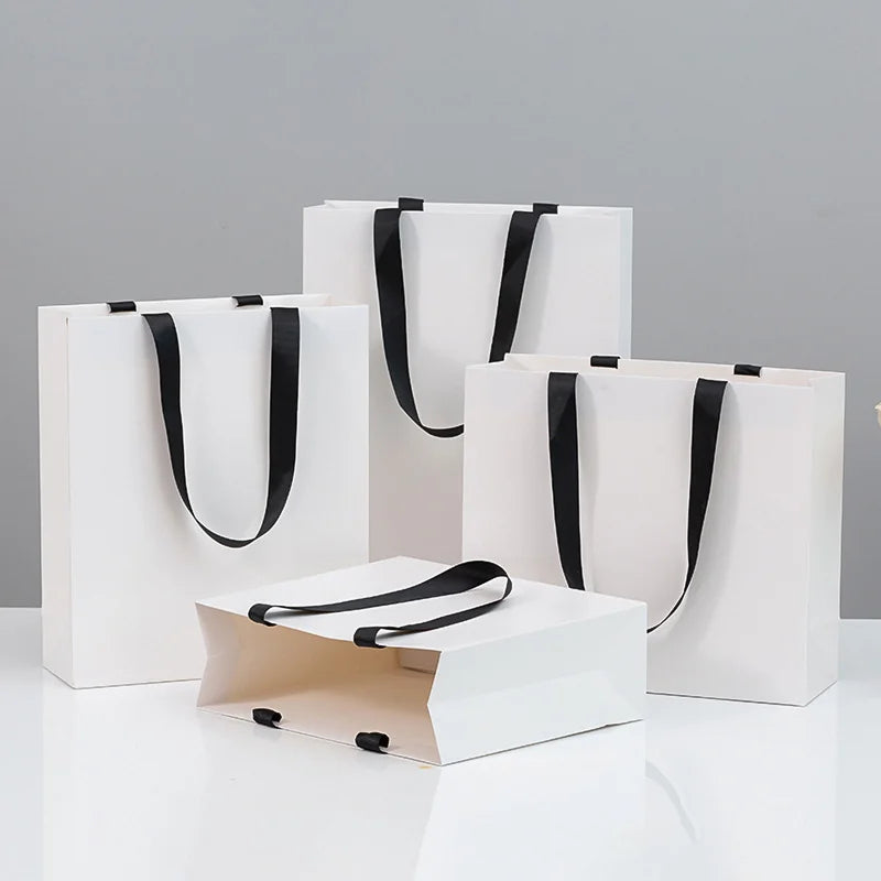 Retail Shopping Bag with Glued in Ribbon Handles for Fashion & Boutique