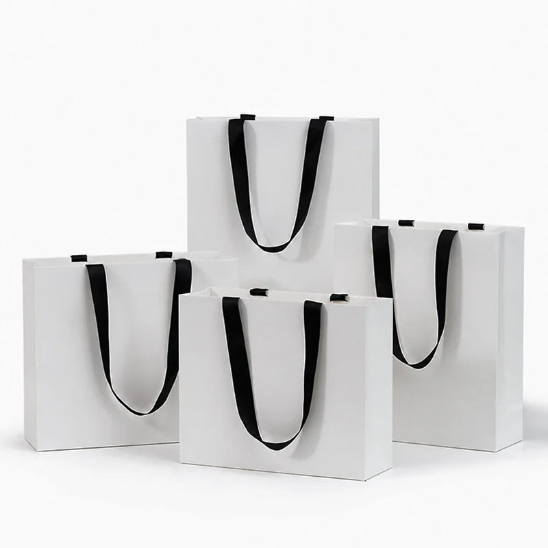 Retail Shopping Bag with Glued in Ribbon Handles for Fashion & Boutique