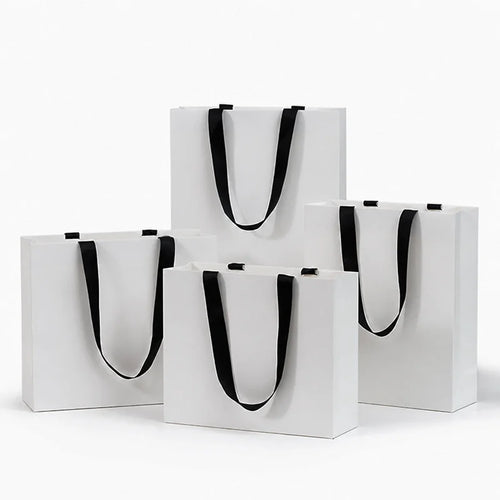 Retail Shopping Bag with Glued in Ribbon Handles for Fashion & Boutique