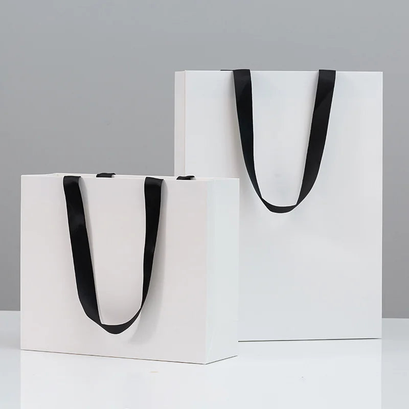 Retail Shopping Bag with Glued in Ribbon Handles for Fashion & Boutique