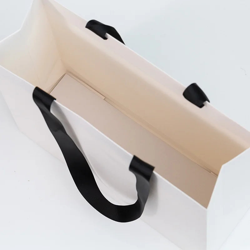 Retail Shopping Bag with Glued in Ribbon Handles for Fashion & Boutique