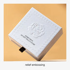 white luxury jewelry packaging with embossing rose
