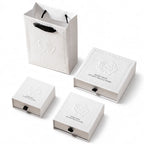 white luxury jewelry packaging with embossing rose